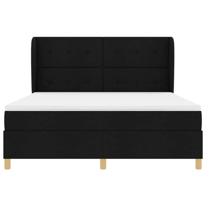 Letto a molle con testiera Nero 200 x 180 cm Tessuto | homemem39
