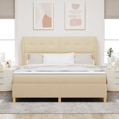 Letto a molle con testiera Crema 200 x 180 cm Tessuto | homemem39