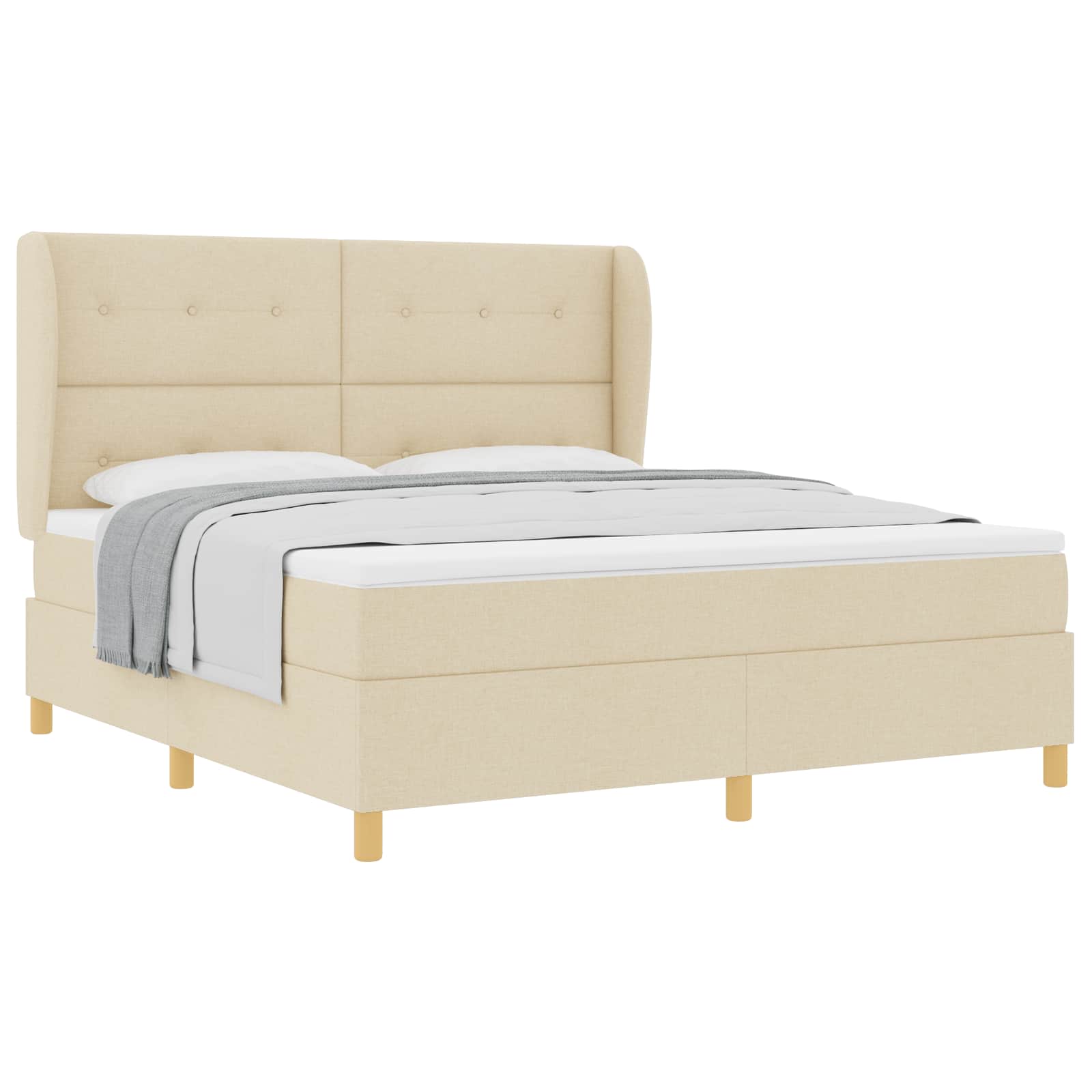 Letto a molle con testiera Crema 200 x 180 cm Tessuto | homemem39