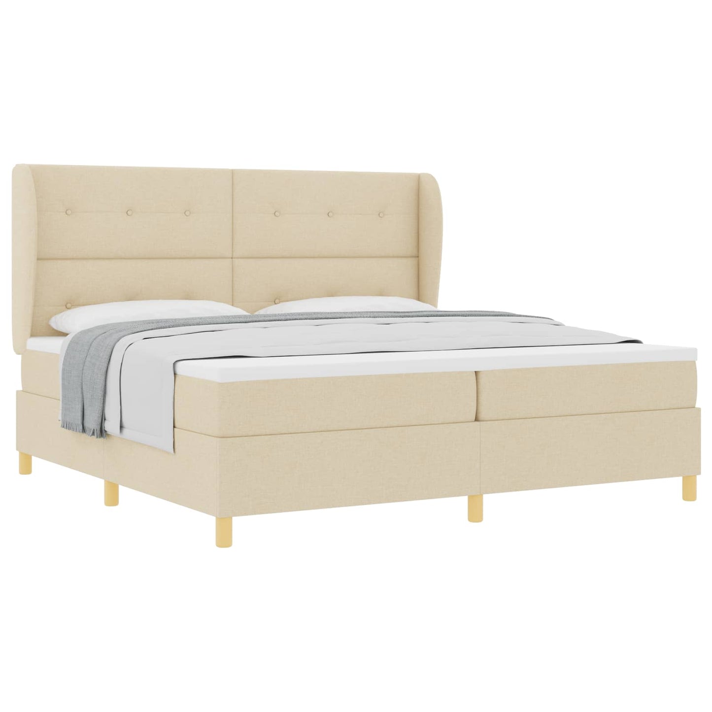 Letto a molle con testiera Crema 200 x 200 cm Tessuto | homemem39