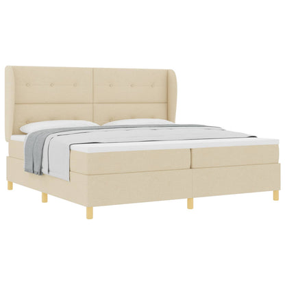 Letto a molle con testiera Crema 200 x 200 cm Tessuto | homemem39