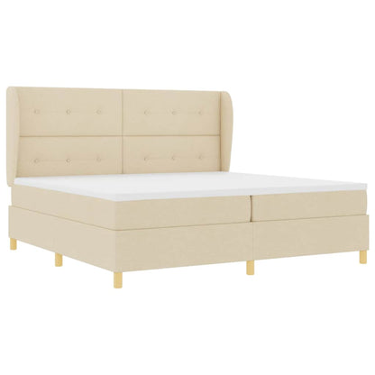 Letto a molle con testiera Crema 200 x 200 cm Tessuto | homemem39