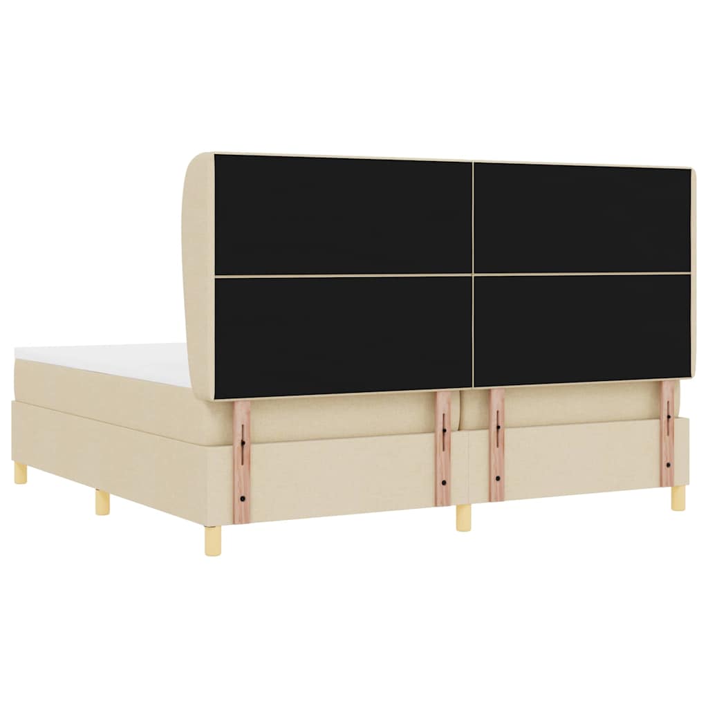 Letto a molle con testiera Crema 200 x 200 cm Tessuto | homemem39