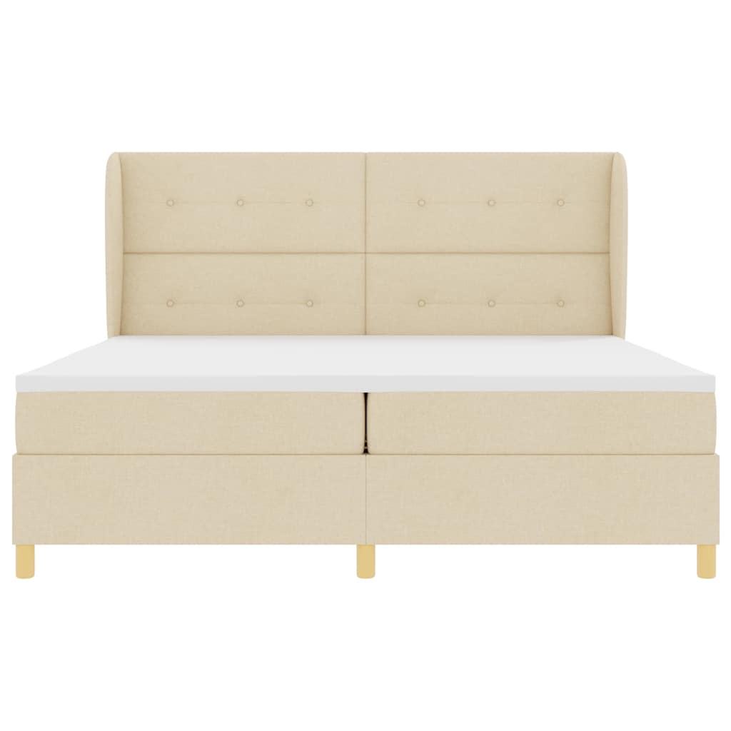 Letto a molle con testiera Crema 200 x 200 cm Tessuto | homemem39