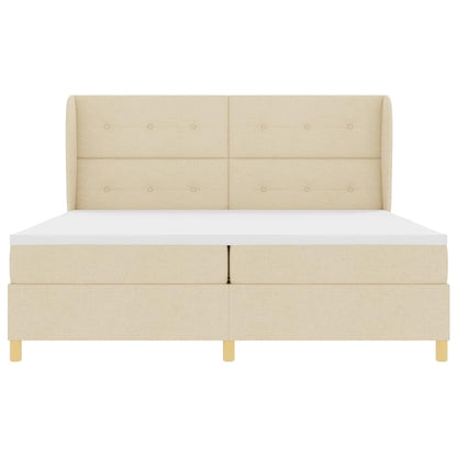 Letto a molle con testiera Crema 200 x 200 cm Tessuto | homemem39