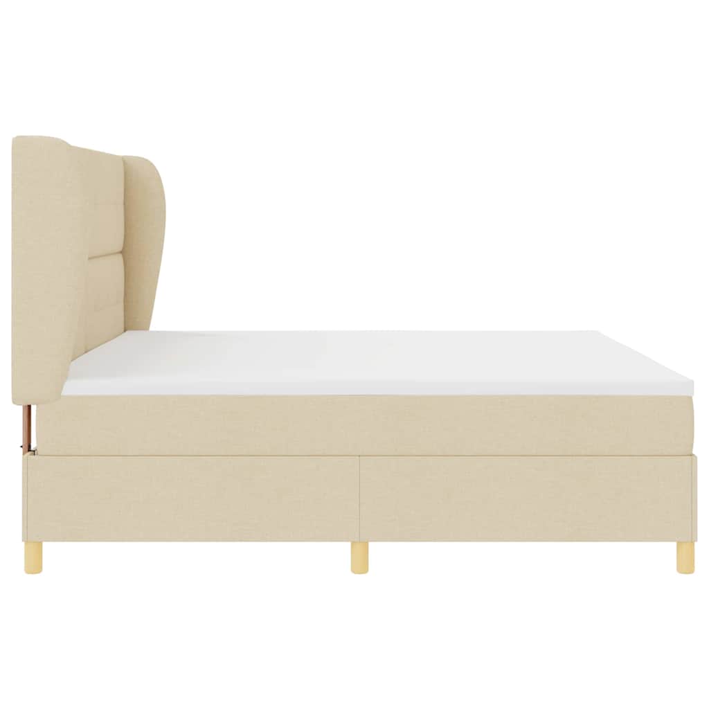 Letto a molle con testiera Crema 200 x 200 cm Tessuto | homemem39
