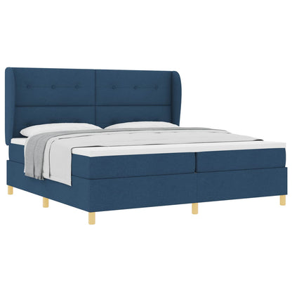Letto a molle con testiera Blu 200 x 200 cm Tessuto | homemem39