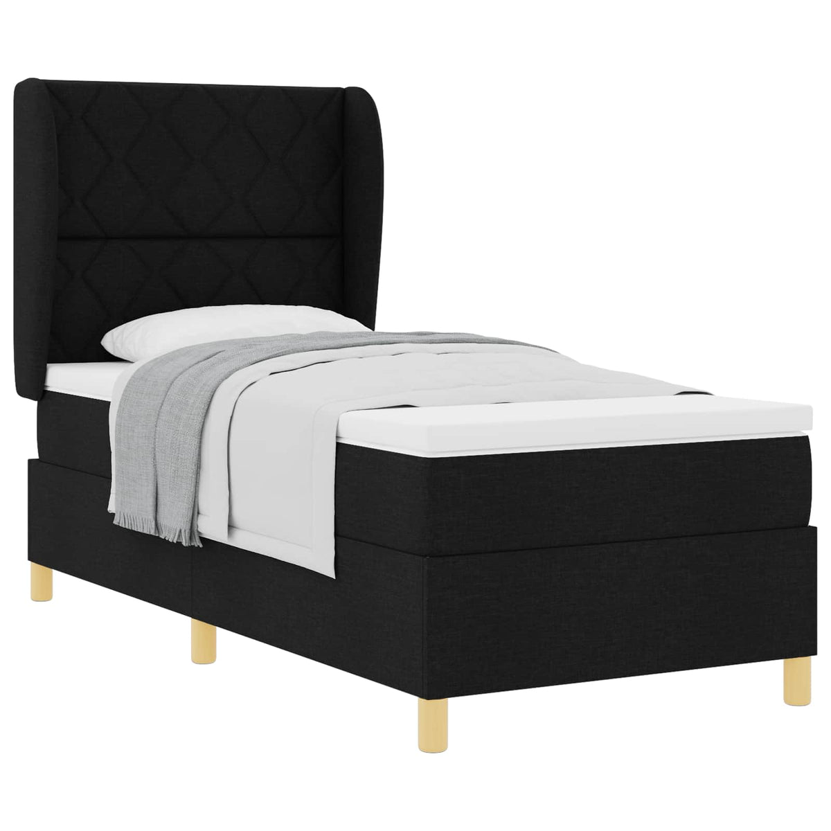 Letto a molle con testiera Nero 200 x 90 cm Tessuto | homemem39