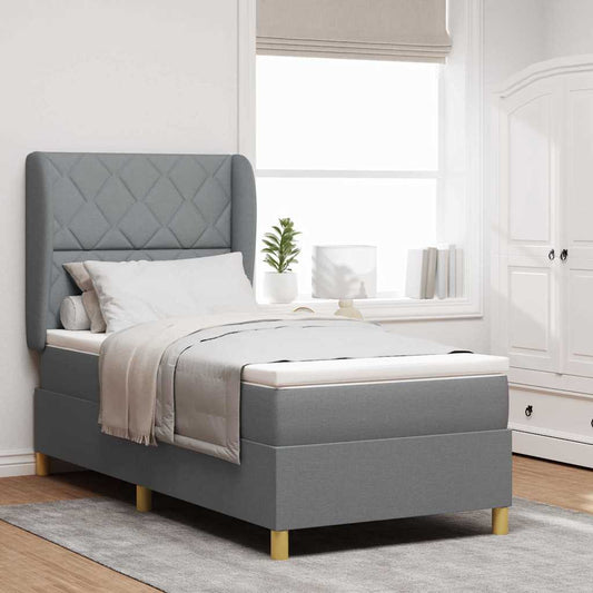 Letto a molle con testiera Grigio chiaro 200 x 100 cm Tessuto | homemem39