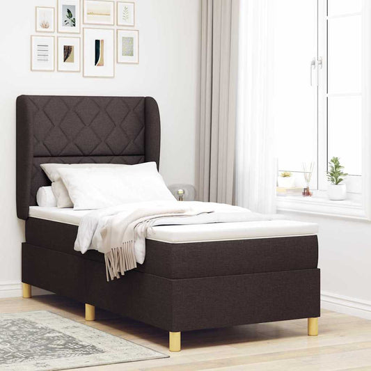 Letto con molle e materasso Grigio Scuro 90x190 cm Tessuto