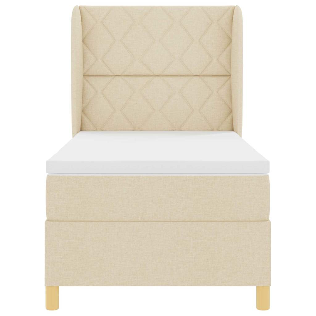 Letto a molle con testiera Crema 200 x 100 cm Tessuto | homemem39