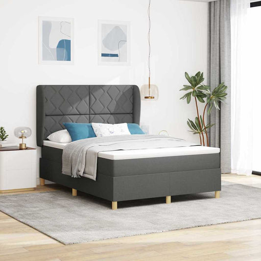 Letto con molle e materasso Grigio Scuro 90x190 cm Tessuto