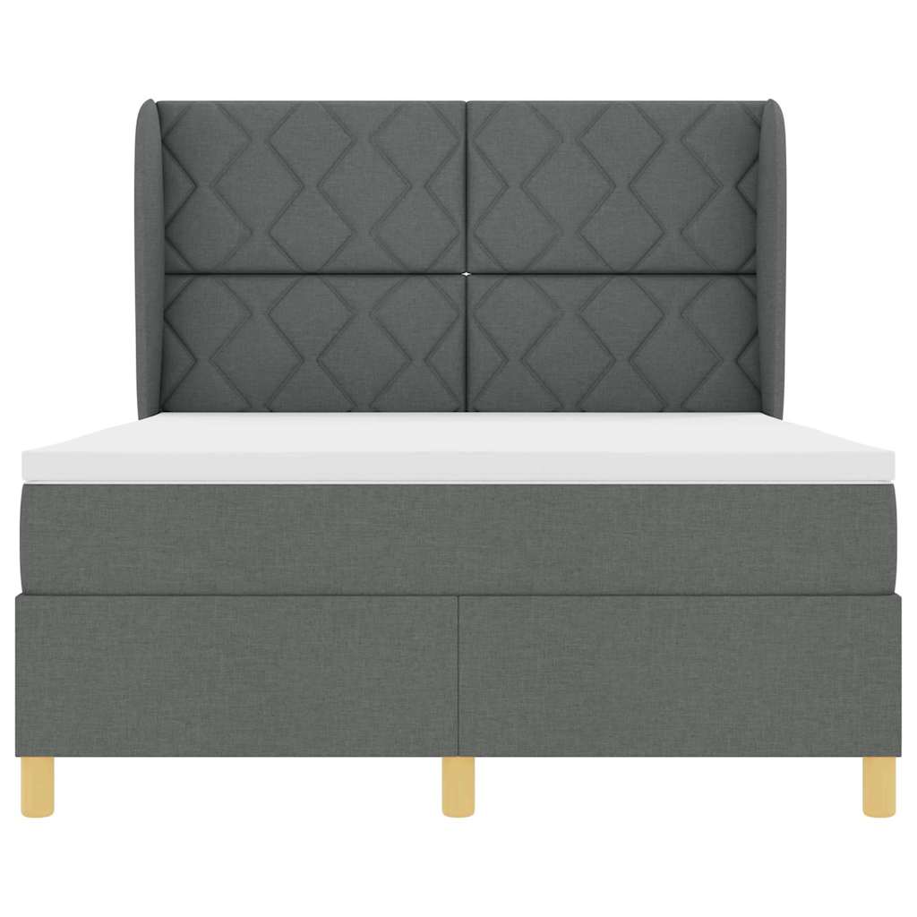Letto con molle e materasso Grigio Scuro 90x190 cm Tessuto