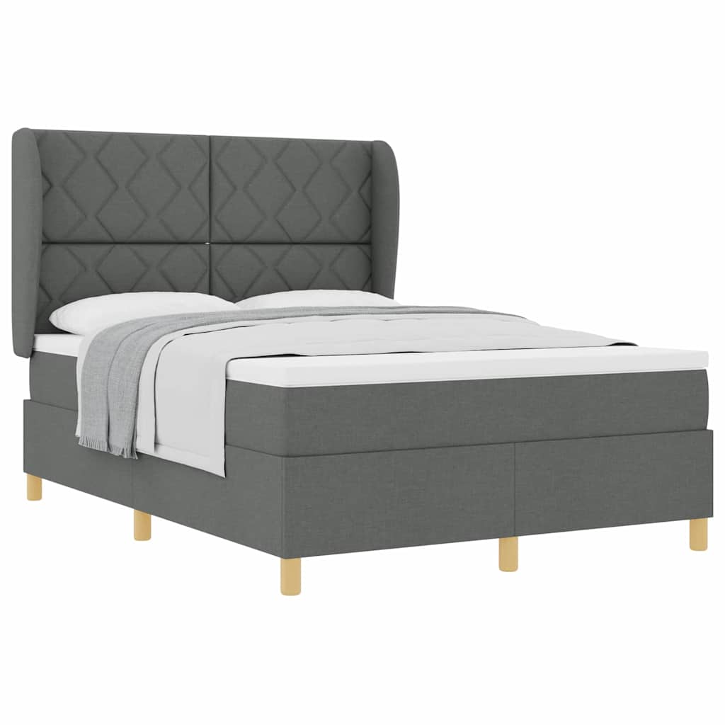 Letto con molle e materasso Grigio Scuro 90x190 cm Tessuto