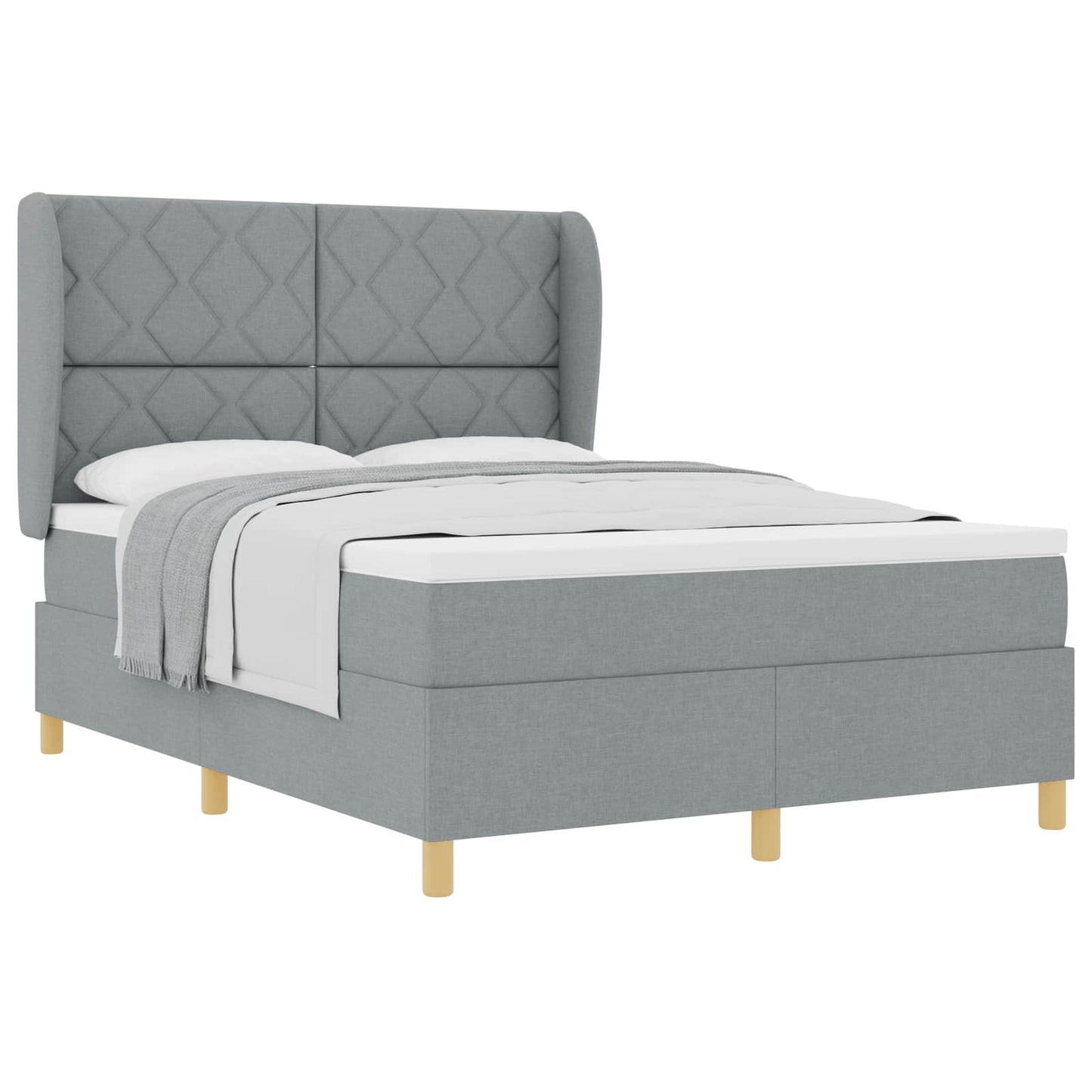 Letto a molle con testiera Grigio chiaro 200 x 160 cm Tessuto | homemem39