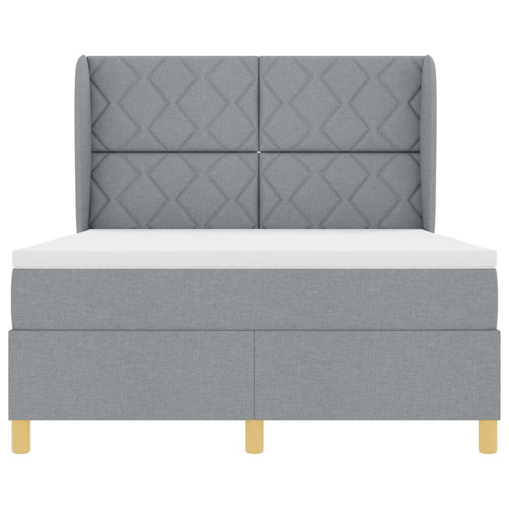 Letto a molle con testiera Grigio chiaro 200 x 160 cm Tessuto | homemem39