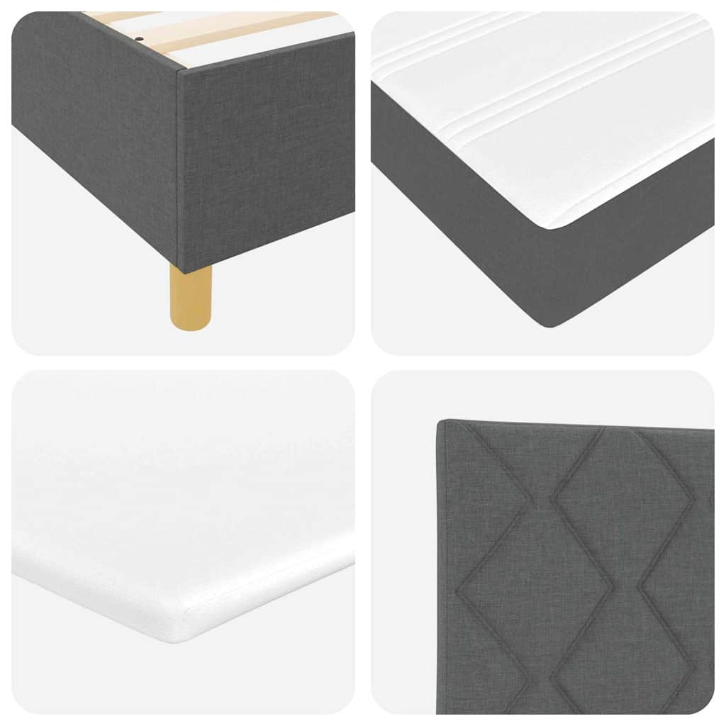 Letto a molle con testiera Grigio scuro 200 x 160 cm Tessuto | homemem39