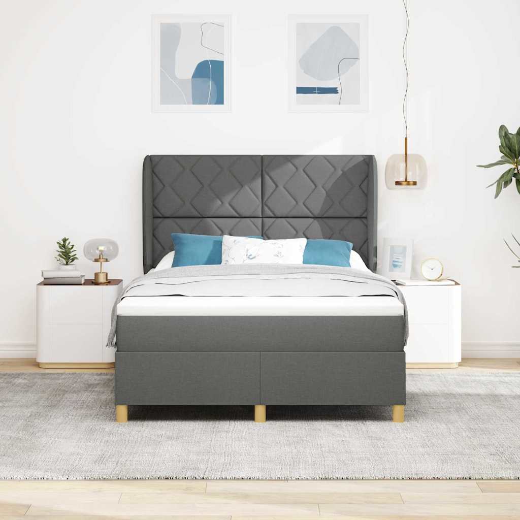 Letto a molle con testiera Grigio scuro 200 x 160 cm Tessuto | homemem39