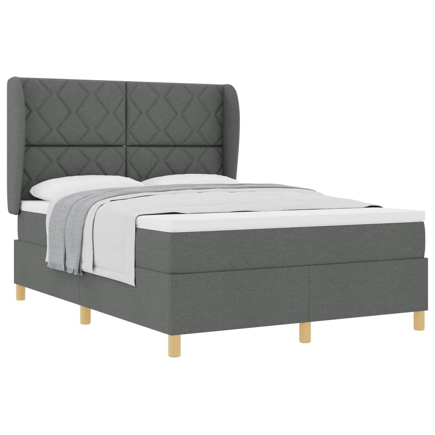 Letto a molle con testiera Grigio scuro 200 x 160 cm Tessuto | homemem39