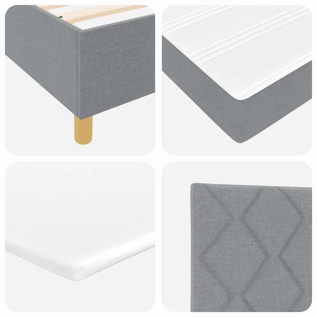 Letto a molle con testiera Grigio chiaro 200 x 200 cm Tessuto | homemem39