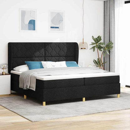 Letto a molle con testiera Nero 200 x 200 cm Tessuto | homemem39