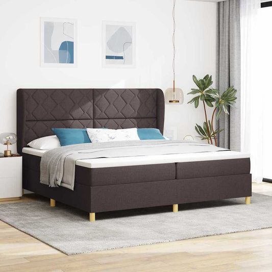 Letto a molle con testiera Marrone Scuro 200 x 200 cm Tessuto | homemem39