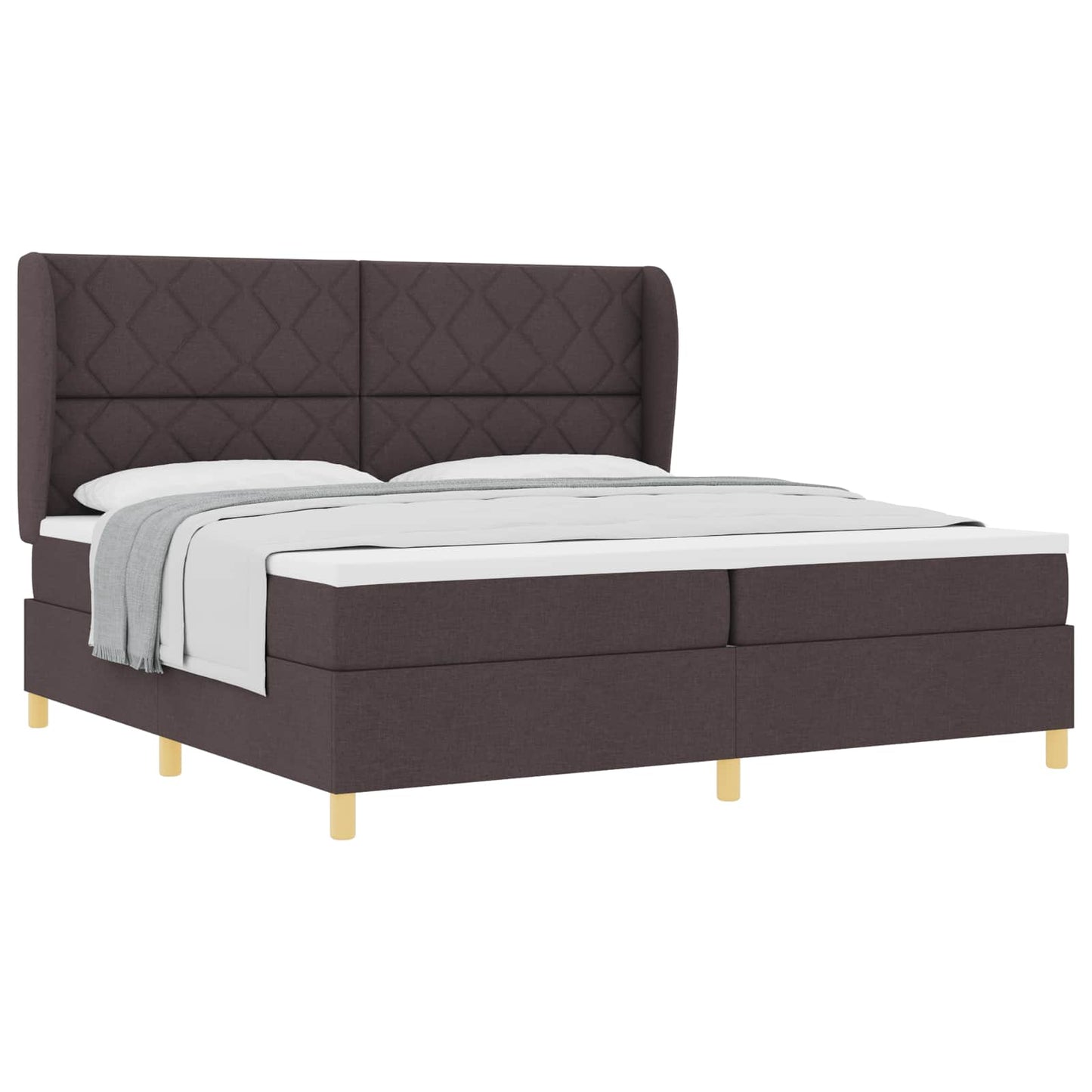 Letto a molle con testiera Marrone Scuro 200 x 200 cm Tessuto | homemem39