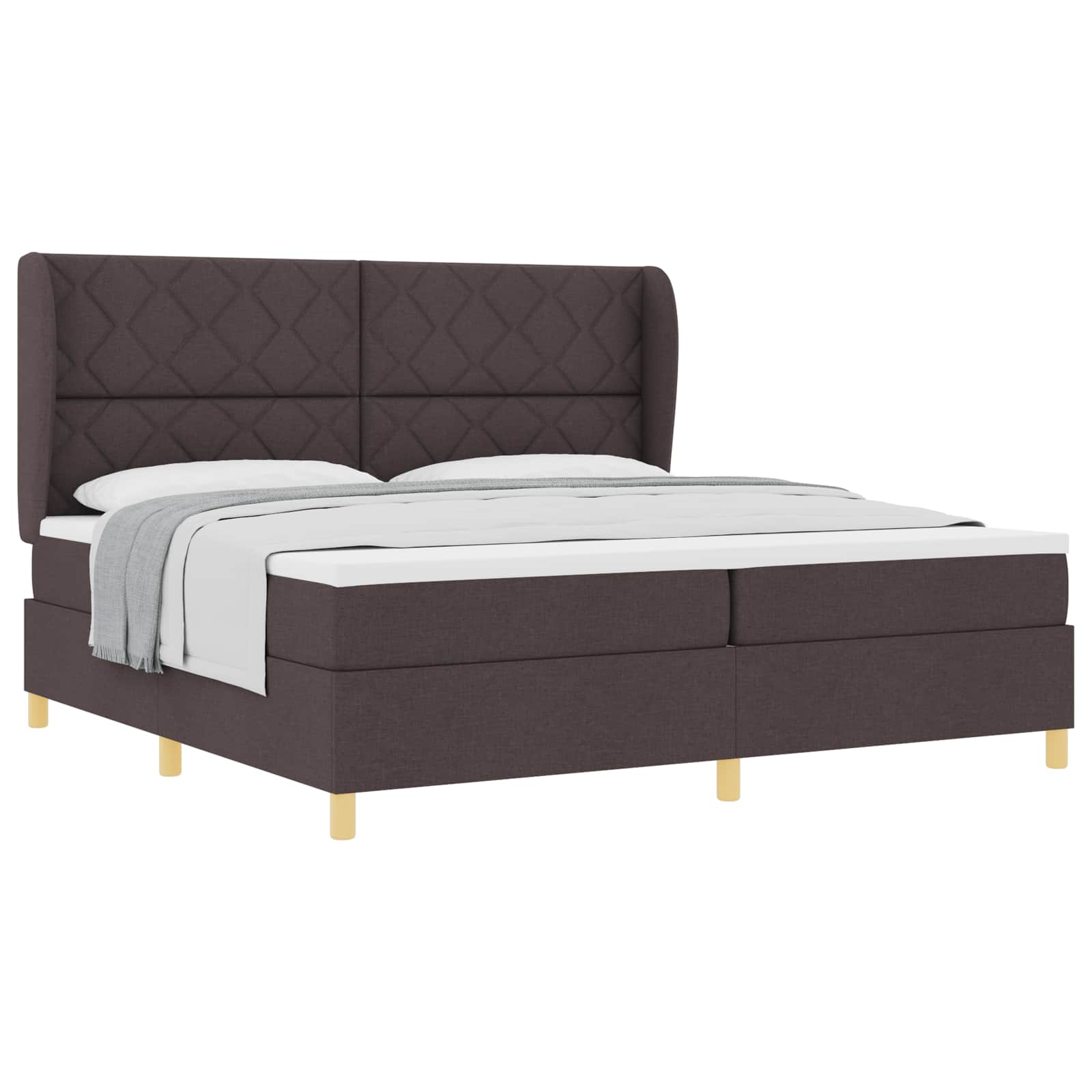 Letto a molle con testiera Marrone Scuro 200 x 200 cm Tessuto | homemem39