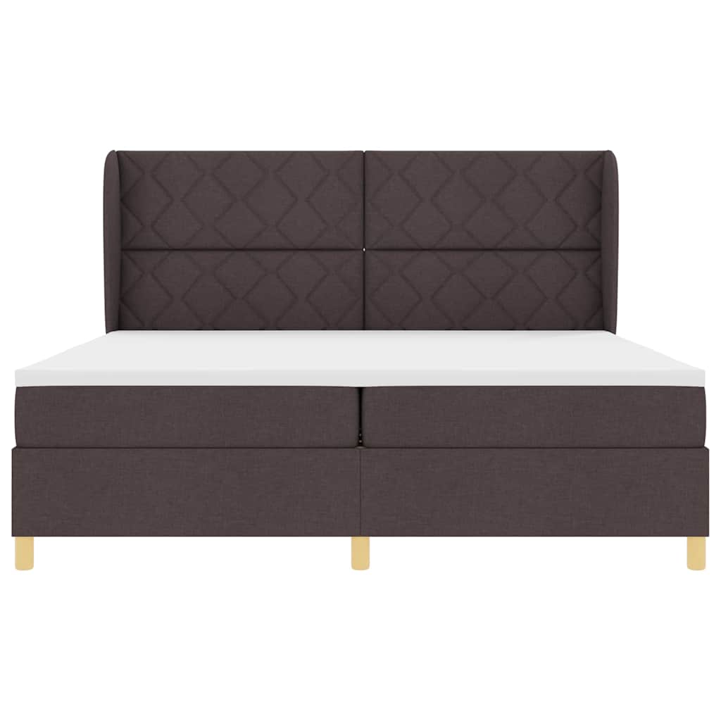 Letto a molle con testiera Marrone Scuro 200 x 200 cm Tessuto | homemem39