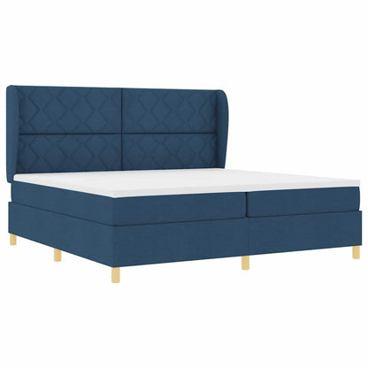 Letto a molle con testiera Blu 200 x 200 cm Tessuto | homemem39