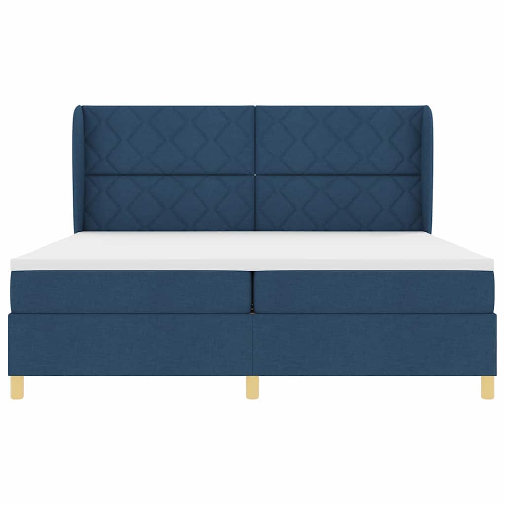 Letto a molle con testiera Blu 200 x 200 cm Tessuto | homemem39