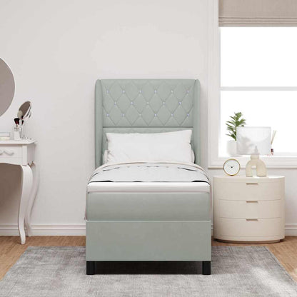 Letto a molle con testiera Grigio chiaro 200 x 80 cm Poliestere