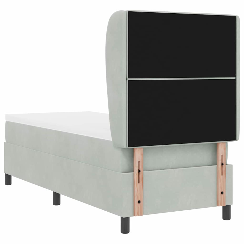 Letto a molle con materasso Grigio chiaro 80 x 200 cm Velluto