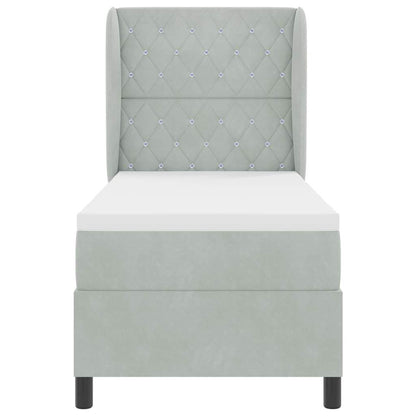 Letto a molle con testiera Grigio chiaro 200 x 80 cm Poliestere