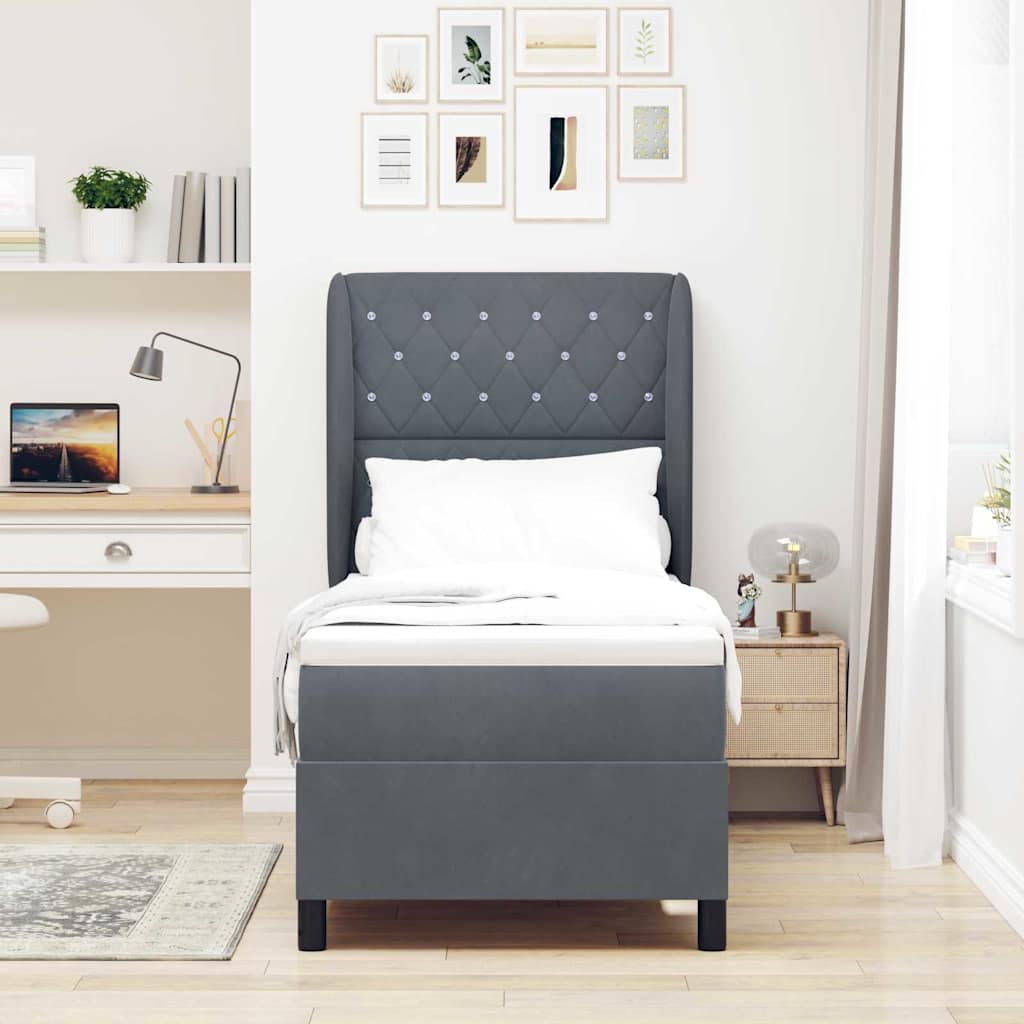 Letto a molle con materasso Grigio scuro 200 x 80 cm Velluto | homemem39