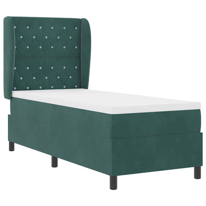 Letto a molle con materasso Verde scuro 80 x 200 cm Velluto