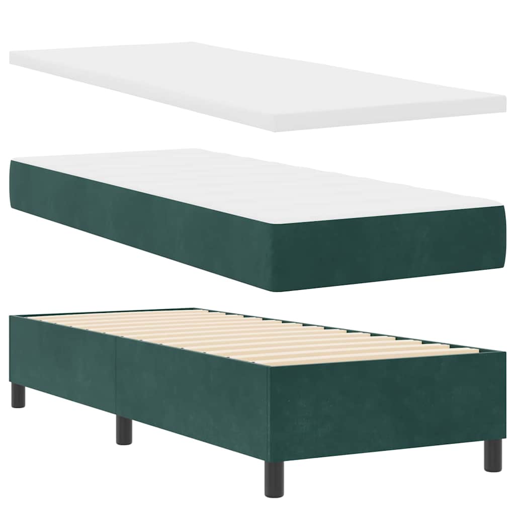 Letto a molle con materasso Verde scuro 80 x 200 cm Velluto