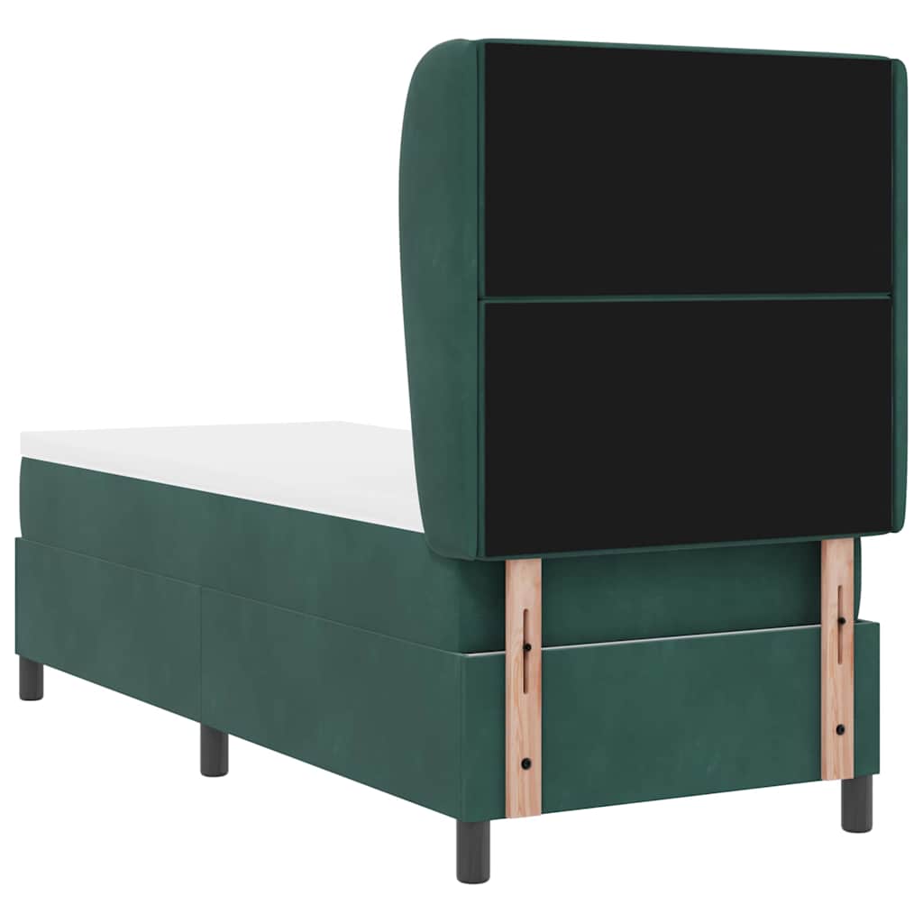 Letto a molle con materasso Verde scuro 80 x 200 cm Velluto