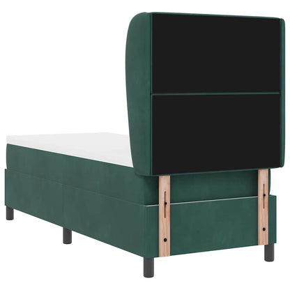 Letto a molle con materasso Verde scuro 80 x 200 cm Velluto