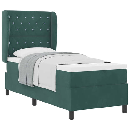 Letto a molle con materasso Verde scuro 80 x 200 cm Velluto