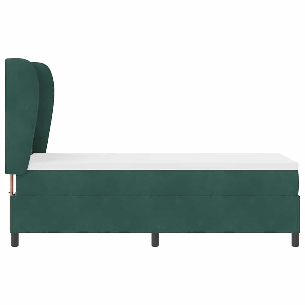 Letto a molle con materasso Verde scuro 80 x 200 cm Velluto