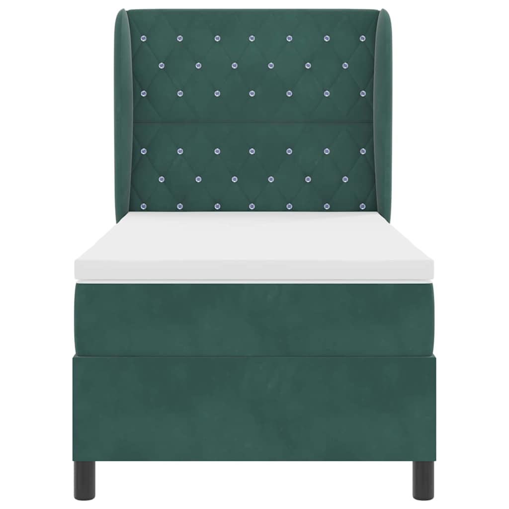 Letto a molle con materasso Verde Scuro 190 x 90 cm Velluto | homemem39
