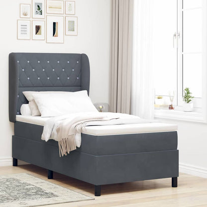 Letto a molle con materasso Grigio scuro 200 x 90 cm Velluto | homemem39