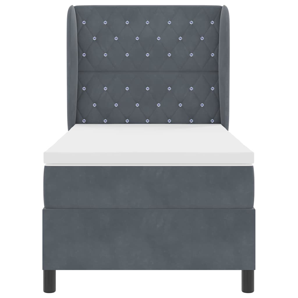 Letto a molle con materasso Grigio scuro 200 x 90 cm Velluto | homemem39