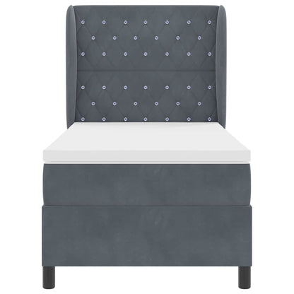 Letto a molle con materasso Grigio scuro 200 x 90 cm Velluto | homemem39