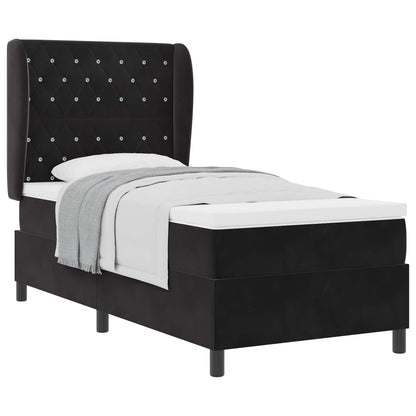 Letto a molle con materasso Nero 200 x 100 cm Velluto