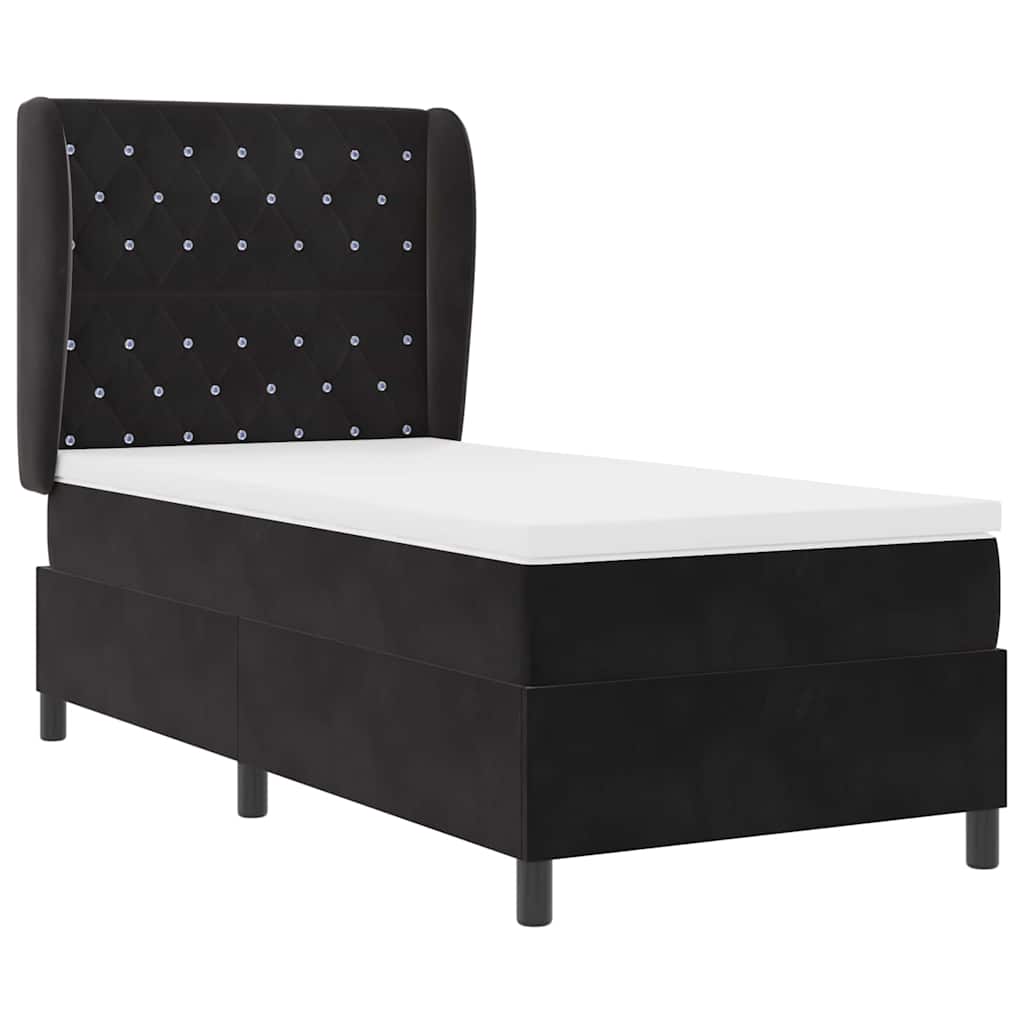 Letto a molle con materasso Nero 200 x 100 cm Velluto