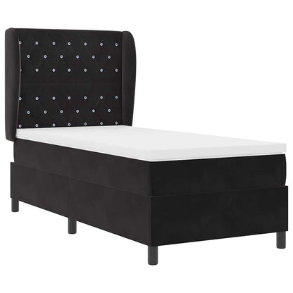 Letto a molle con materasso Nero 200 x 100 cm Velluto