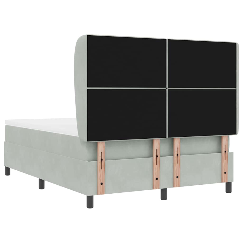 Letto a molle con materasso Grigio chiaro 190 x 140 cm Velluto | homemem39
