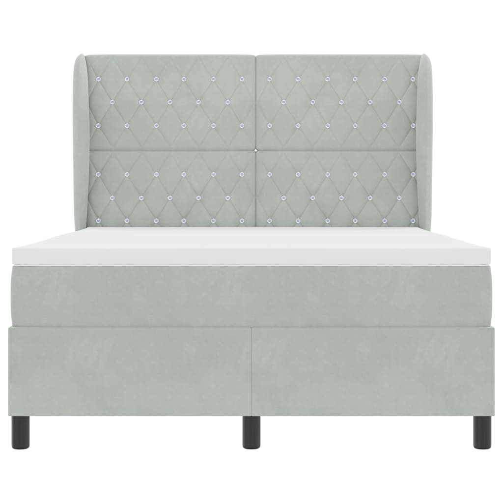 Letto a molle con materasso Grigio chiaro 190 x 140 cm Velluto | homemem39